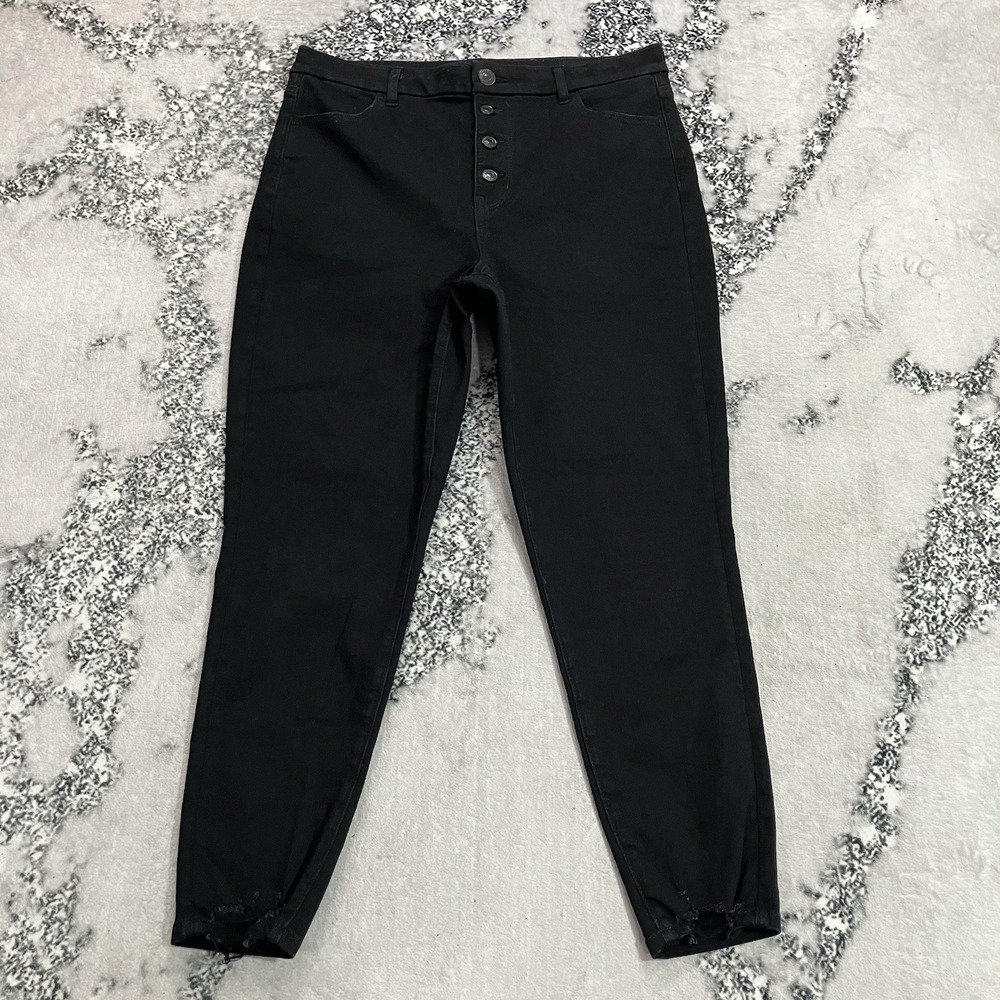 American Eagle Dream Jean Sz 14 Curvy High Rise Jegging Crop Black Button Fly